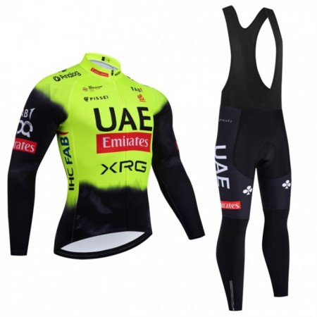 Cykeltøj Langærmet + Bib Cykelbukser 2025 UAE Team Emirates Grøn